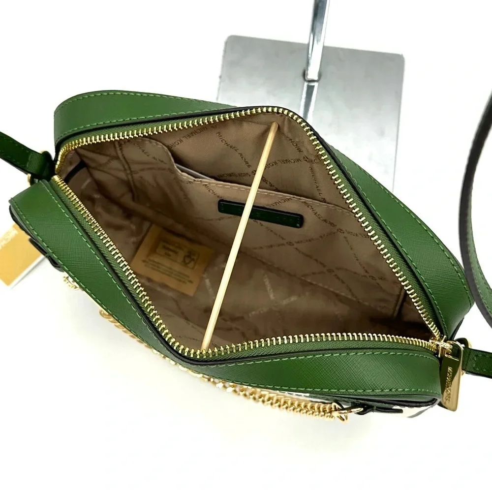 Michael Kors Large EW Zip Chain Xbody Crossbody Bag Fern Green Multi